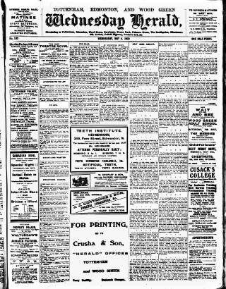 cover page of Tottenham and Edmonton Weekly Herald published on May 4, 1910