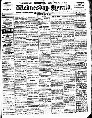 cover page of Tottenham and Edmonton Weekly Herald published on June 18, 1913