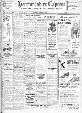 cover page of Hertfordshire Express published on August 2, 1930
