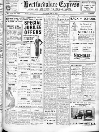 cover page of Hertfordshire Express published on May 4, 1935