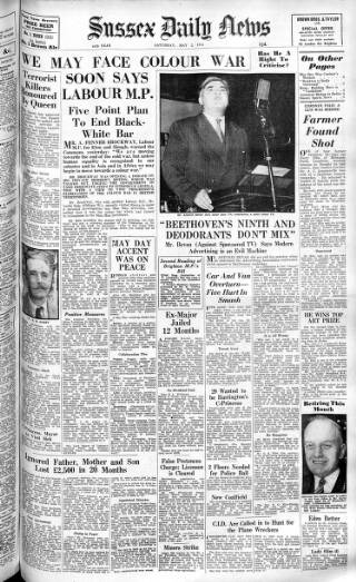 cover page of Sussex Daily News published on May 2, 1953