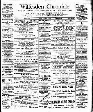 cover page of Willesden Chronicle published on November 2, 1900