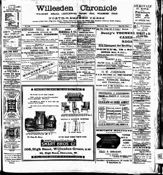 cover page of Willesden Chronicle published on May 2, 1913