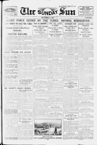 cover page of Sunday Sun (Newcastle) published on September 17, 1922