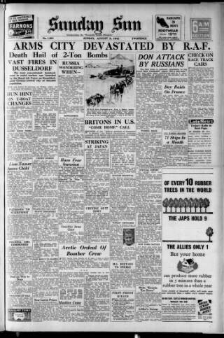 cover page of Sunday Sun (Newcastle) published on August 2, 1942