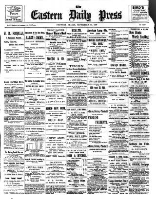 cover page of Eastern Daily Press published on September 17, 1897