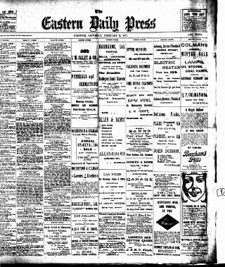 cover page of Eastern Daily Press published on February 2, 1907