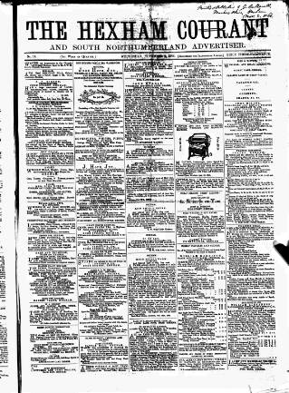 cover page of Hexham Courant published on November 2, 1864