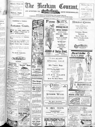 cover page of Hexham Courant published on September 7, 1918