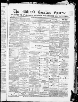 cover page of Midland Counties Express published on September 17, 1870
