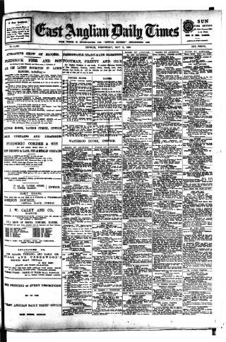 cover page of East Anglian Daily Times published on May 2, 1906