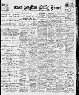 cover page of East Anglian Daily Times published on June 18, 1913