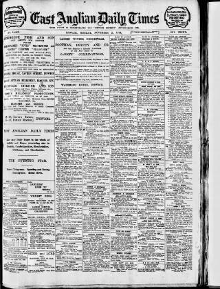 cover page of East Anglian Daily Times published on November 2, 1914