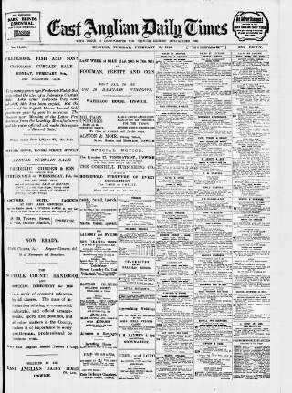 cover page of East Anglian Daily Times published on February 2, 1915