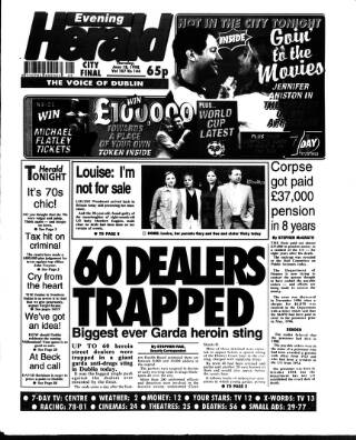 cover page of Evening Herald (Dublin) published on June 18, 1998