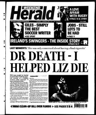 cover page of Evening Herald (Dublin) published on February 2, 2002