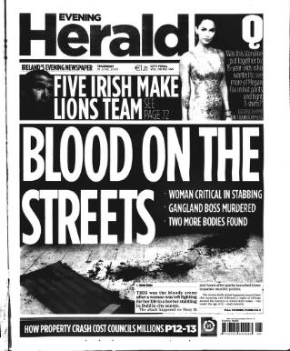 cover page of Evening Herald (Dublin) published on June 18, 2009