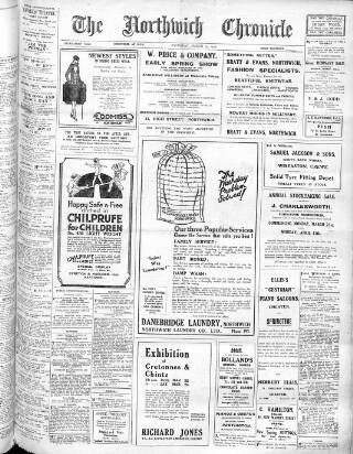cover page of Northwich Chronicle published on March 19, 1927