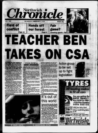 cover page of Northwich Chronicle published on February 2, 1994