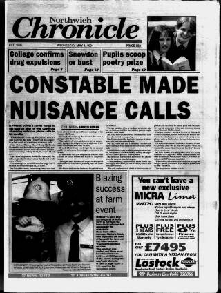 cover page of Northwich Chronicle published on May 4, 1994