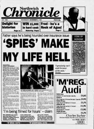 cover page of Northwich Chronicle published on November 2, 1994