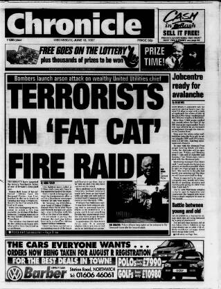 cover page of Northwich Chronicle published on June 18, 1997