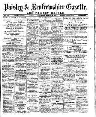 cover page of Paisley & Renfrewshire Gazette published on March 19, 1898