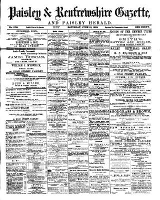 cover page of Paisley & Renfrewshire Gazette published on June 18, 1898