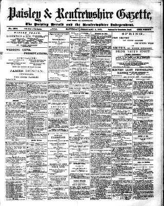 cover page of Paisley & Renfrewshire Gazette published on February 2, 1901