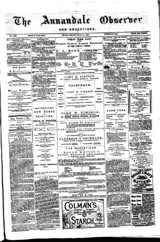 cover page of Annandale Observer and Advertiser published on June 18, 1880