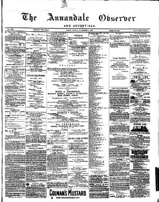 cover page of Annandale Observer and Advertiser published on November 2, 1883