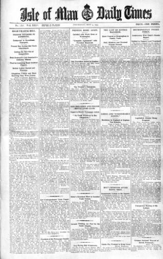 cover page of Isle of Man Daily Times published on May 4, 1933