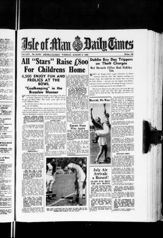 cover page of Isle of Man Daily Times published on August 2, 1960