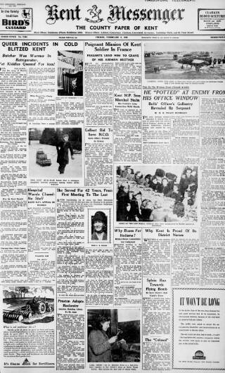 cover page of Maidstone Telegraph published on February 2, 1945