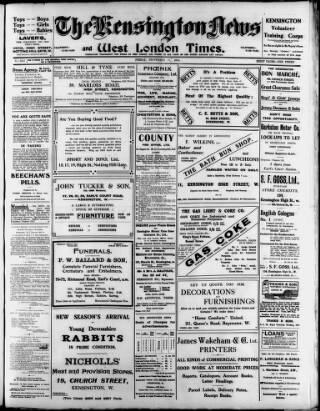 cover page of Kensington News and West London Times published on September 17, 1915