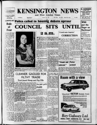cover page of Kensington News and West London Times published on August 2, 1963