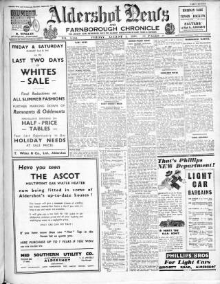 cover page of Aldershot News published on August 2, 1935