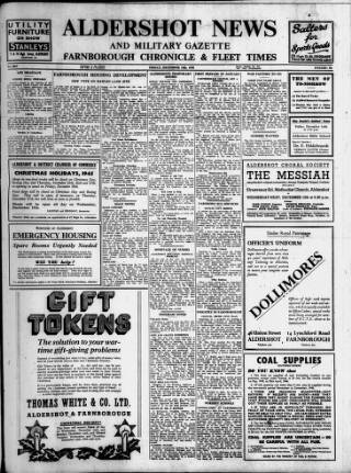 cover page of Aldershot News published on December 14, 1945