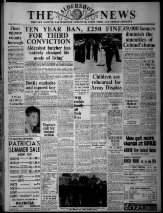 cover page of Aldershot News published on June 18, 1965