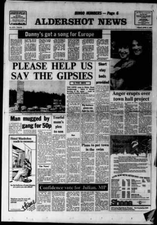 cover page of Aldershot News published on April 4, 1980