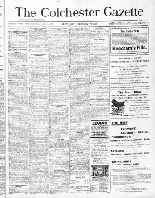cover page of Colchester Gazette published on February 26, 1919