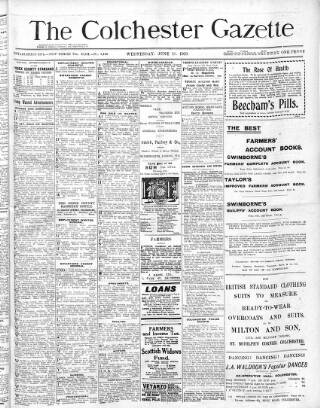 cover page of Colchester Gazette published on June 18, 1919