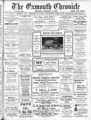 cover page of Exmouth Chronicle published on February 14, 1920