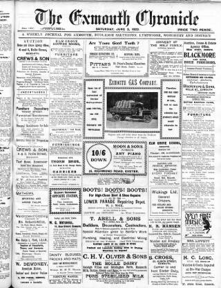 cover page of Exmouth Chronicle published on June 5, 1920