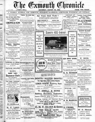 cover page of Exmouth Chronicle published on August 28, 1920