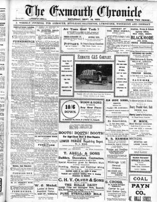 cover page of Exmouth Chronicle published on September 18, 1920