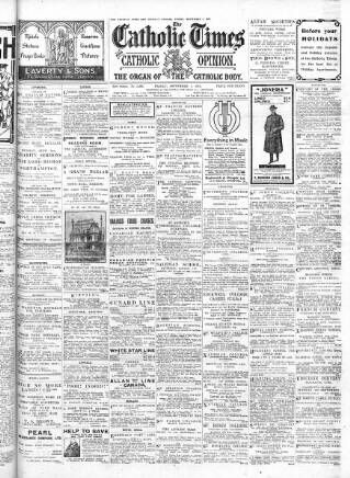 cover page of Catholic Times and Catholic Opinion published on September 1, 1916