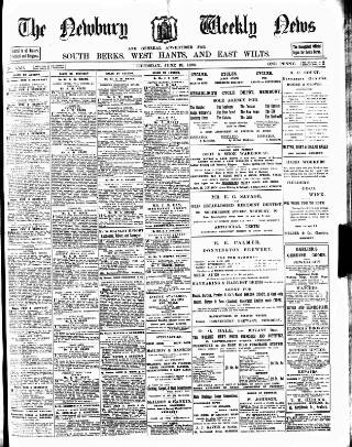 cover page of Newbury Weekly News and General Advertiser published on June 18, 1896