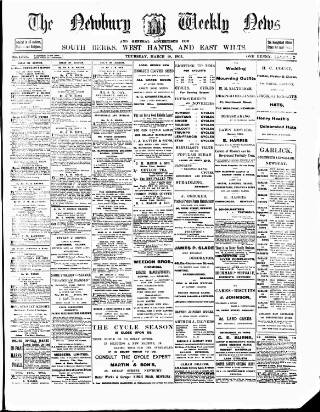 cover page of Newbury Weekly News and General Advertiser published on March 19, 1903