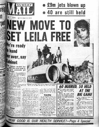 cover page of Sunday Mail (Glasgow) published on September 13, 1970
